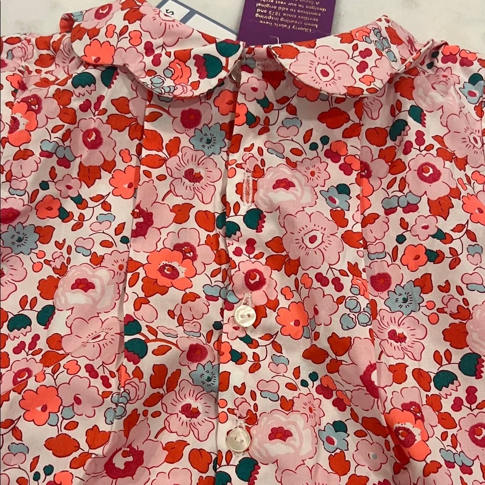 NWT Jacadi Paris Baby Girl floral blouse 100% cotton 24 months Spring Summer - Picture 3 of 4